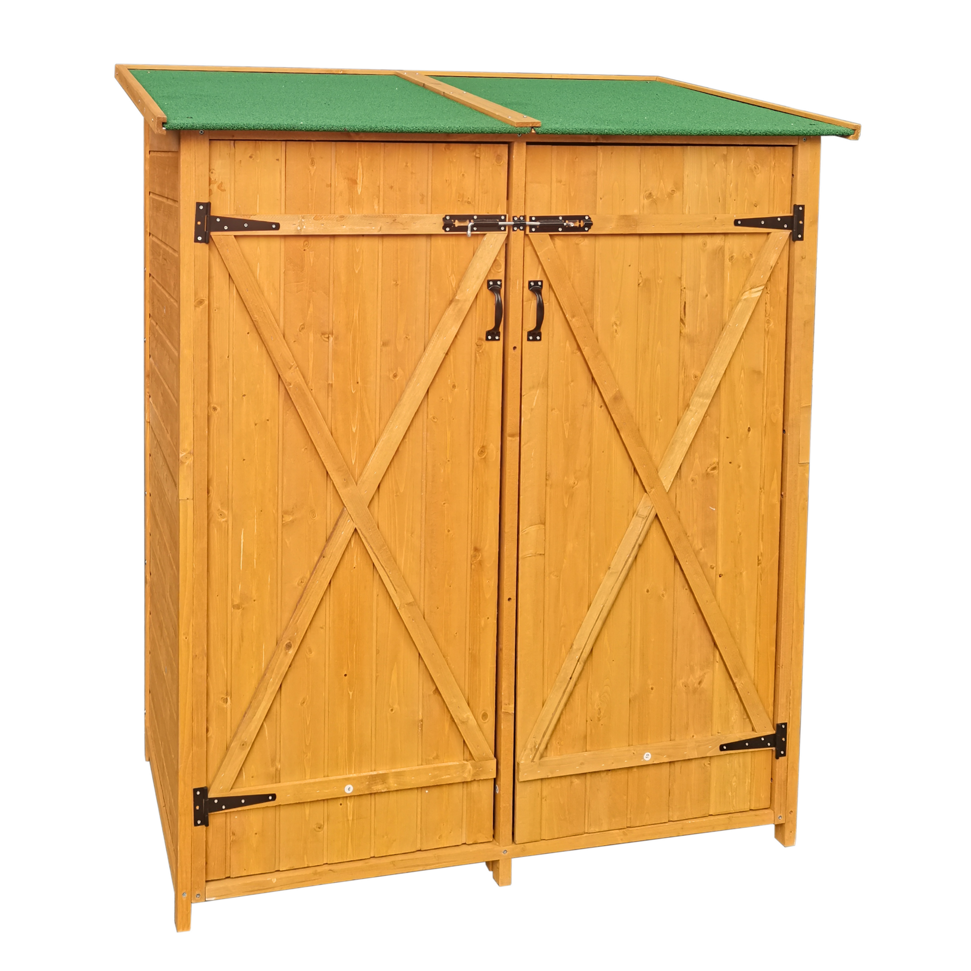 Xwt011 Wooden Shed Natural For Backyard Garden Big Tool Storage Flat Roof Tool Room 63.58"X 24.6"X 53.15" Natural Wood