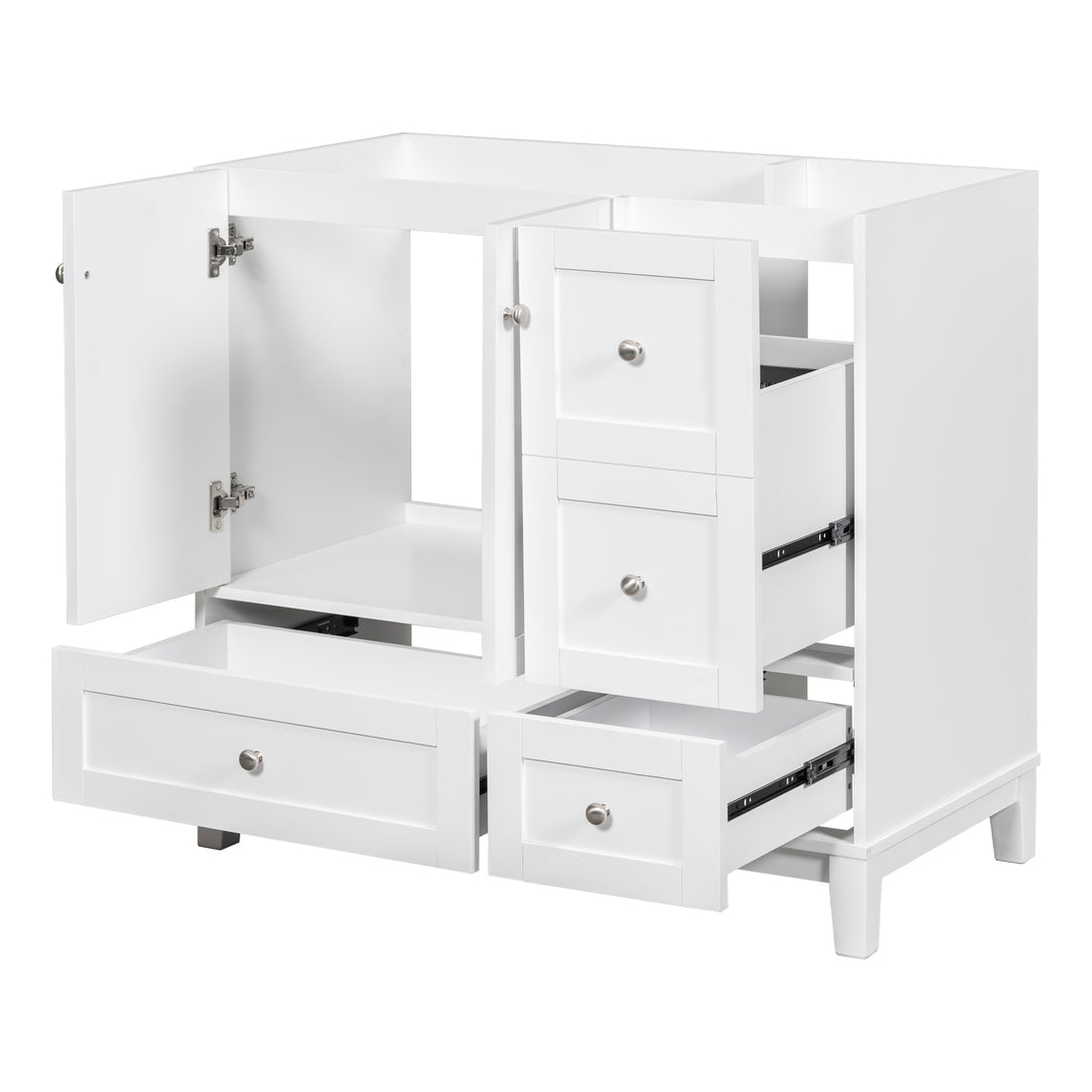 Cabinet Only 36" Bathroom vanity, white Sink not white-solid wood+mdf+resin