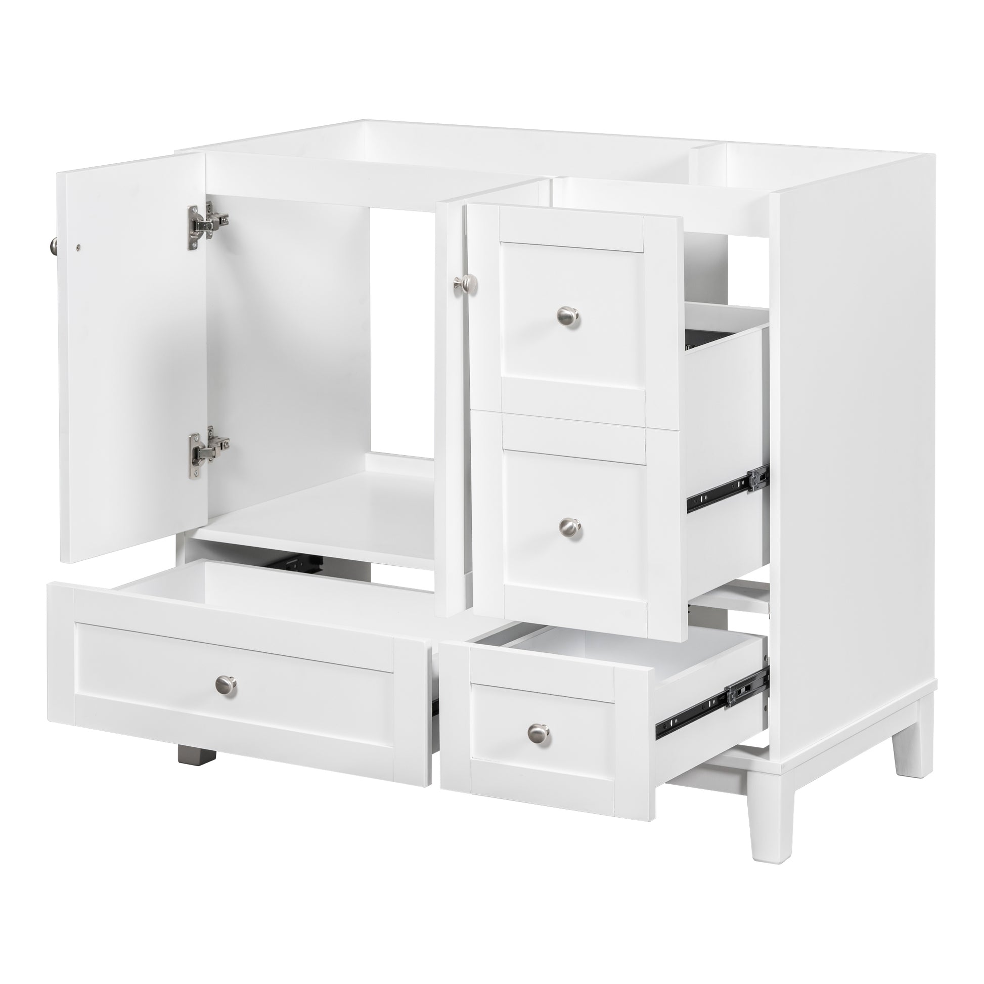 Cabinet Only 36" Bathroom Vanity, White Sink Not Included White Solid Wood Mdf Resin