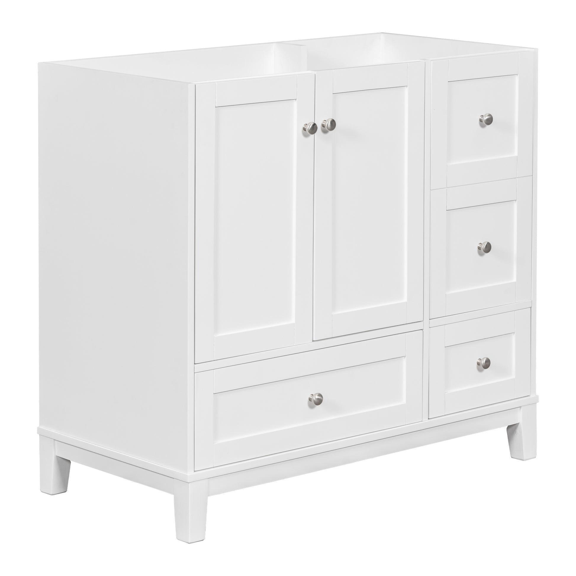 Cabinet Only 36" Bathroom Vanity, White Sink Not Included White Solid Wood Mdf Resin