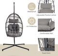 Outdoor Garden Rattan Egg Swing Chair Hanging Chair Light Gray Cushion Yes Complete Patio Set Light Gray Rust Resistant Frame Water Resistant Cushion Garden & Outdoor American Design Complete Patio Sets Rattan