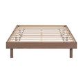 Modern Design Twin Size Floating Platform Bed Frame For Walnut Color Walnut Particle Board