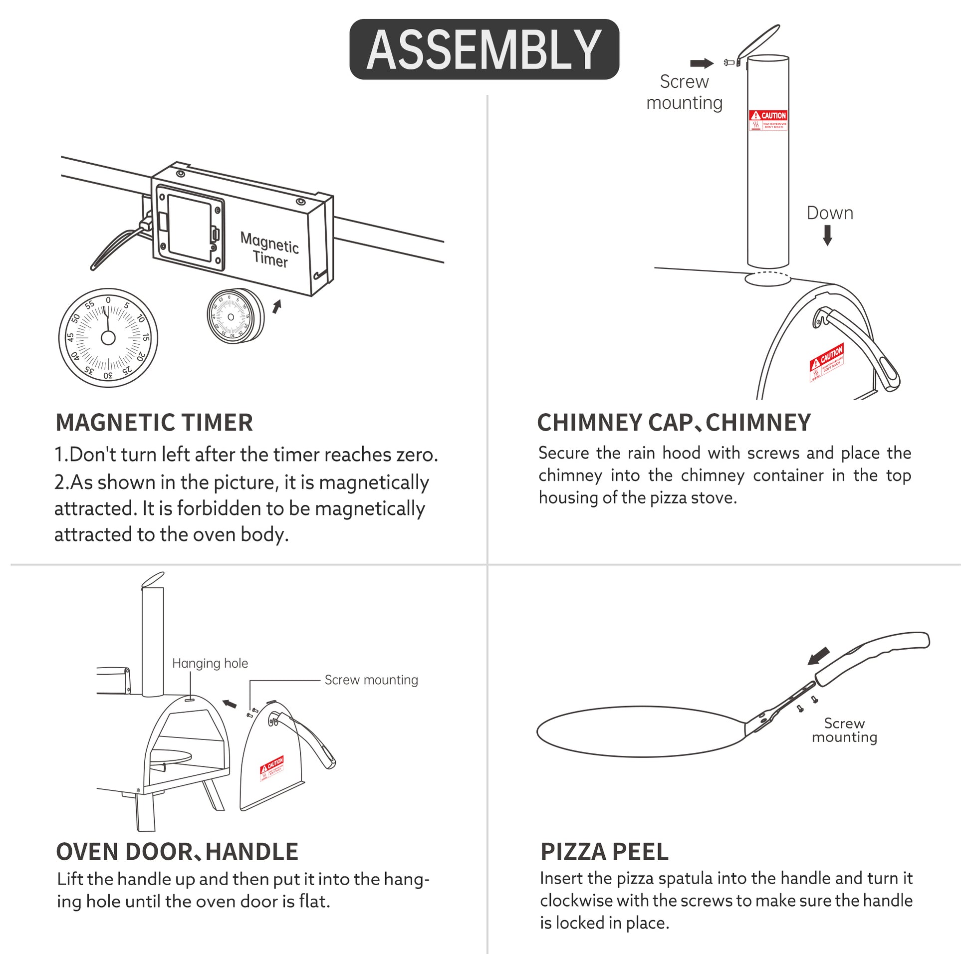Black Pizza Oven Outdoor 12" Automatic Rotatable Pizza Ovens Portable Stainless Steel Wood Fired Pizza Oven Pizza Maker With Built In Thermometer Pizza Cutter Carry Bag Black Garden & Outdoor American Design Stainless Steel Stainless Steel