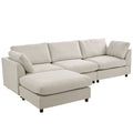 Upholstery Convertible Sectional Sofa, L Shaped Couch With Reversible Chaise Beige Polyester