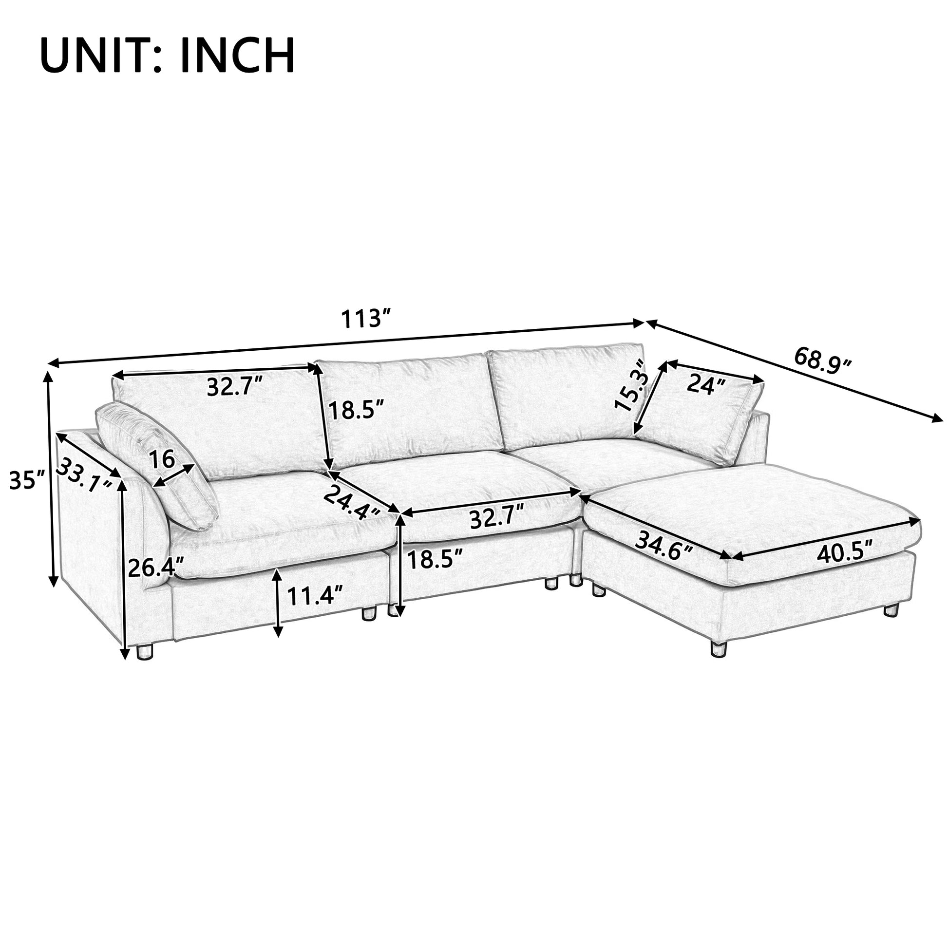 Upholstery Convertible Sectional Sofa, L Shaped Couch With Reversible Chaise Beige Polyester