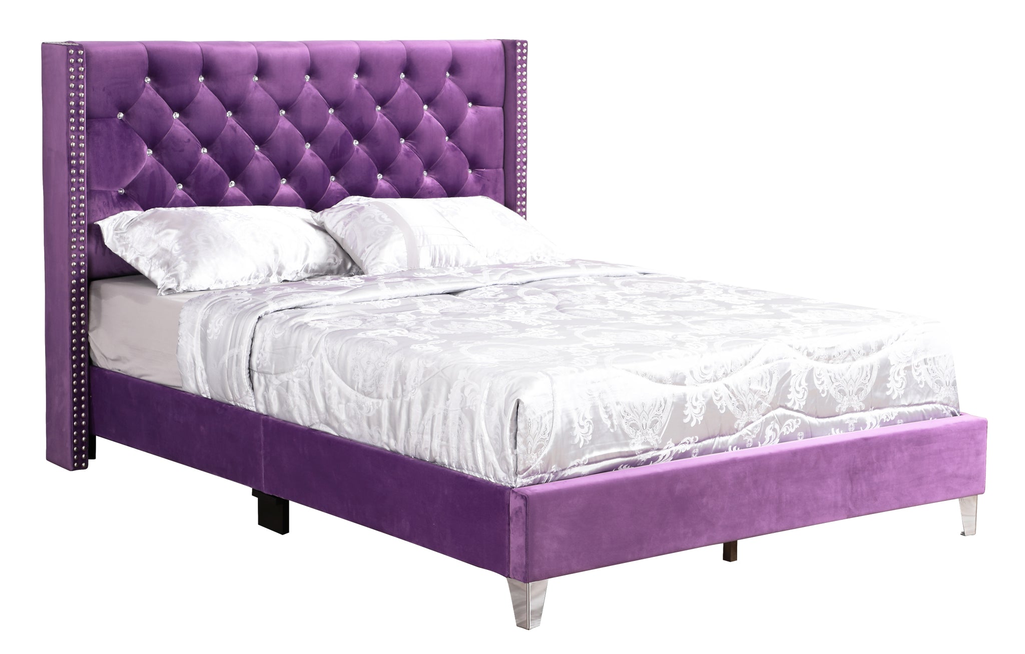 Julie G1921 QB UP Queen Upholstered purple-foam-velvet