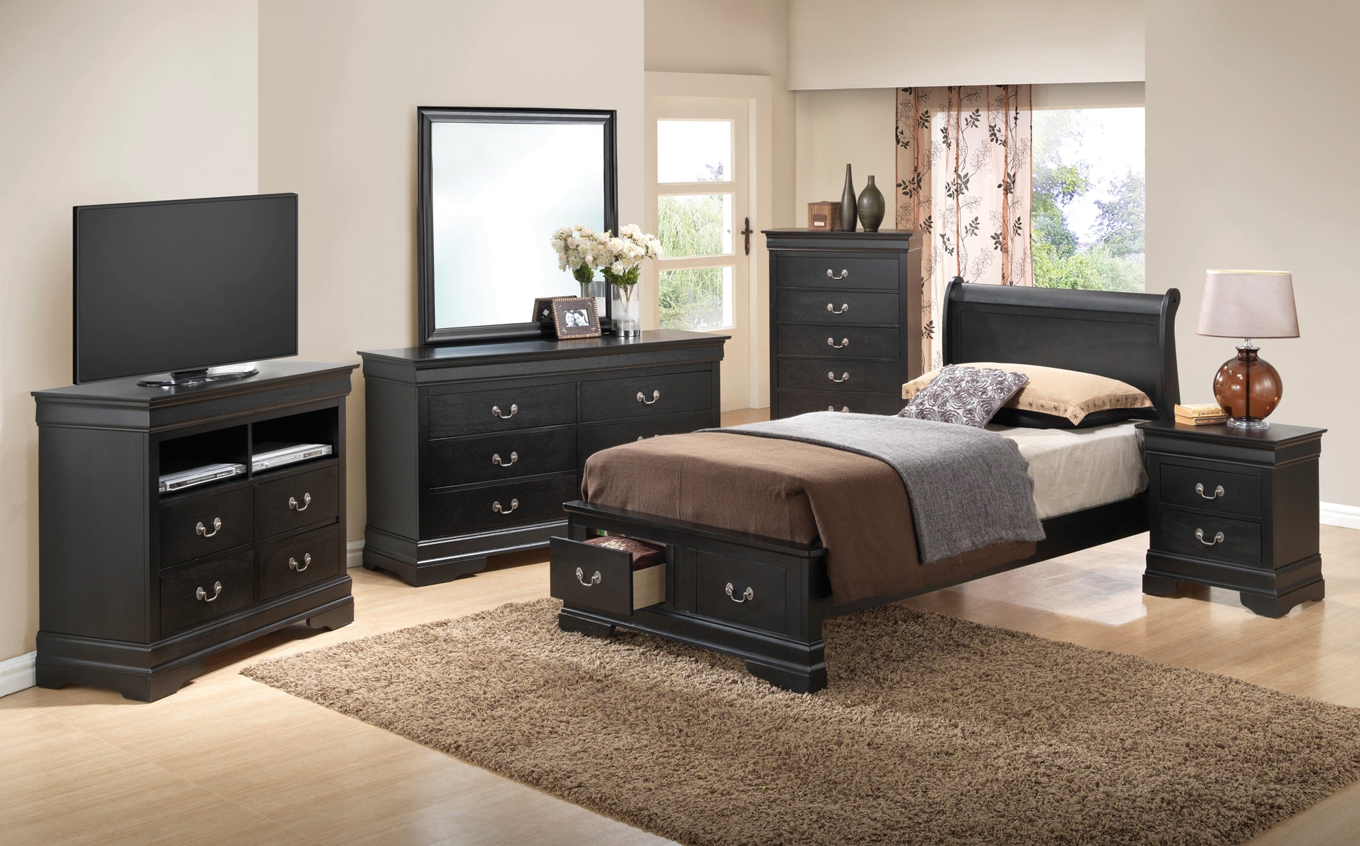 Louis Phillipe G3150D Tsb2 Twin Storage Bedblack Black Particle Board