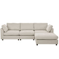 Upholstery Convertible Sectional Sofa, L Shaped Couch With Reversible Chaise Beige Polyester