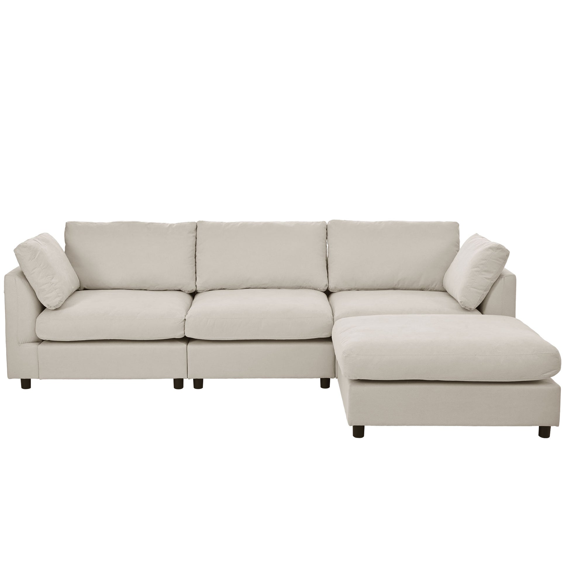 Upholstery Convertible Sectional Sofa, L Shaped Couch With Reversible Chaise Beige Polyester