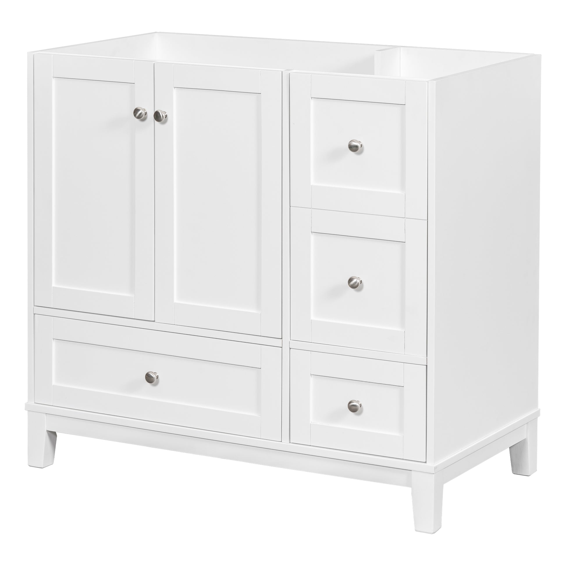 Cabinet Only 36" Bathroom Vanity, White Sink Not Included White Solid Wood Mdf Resin