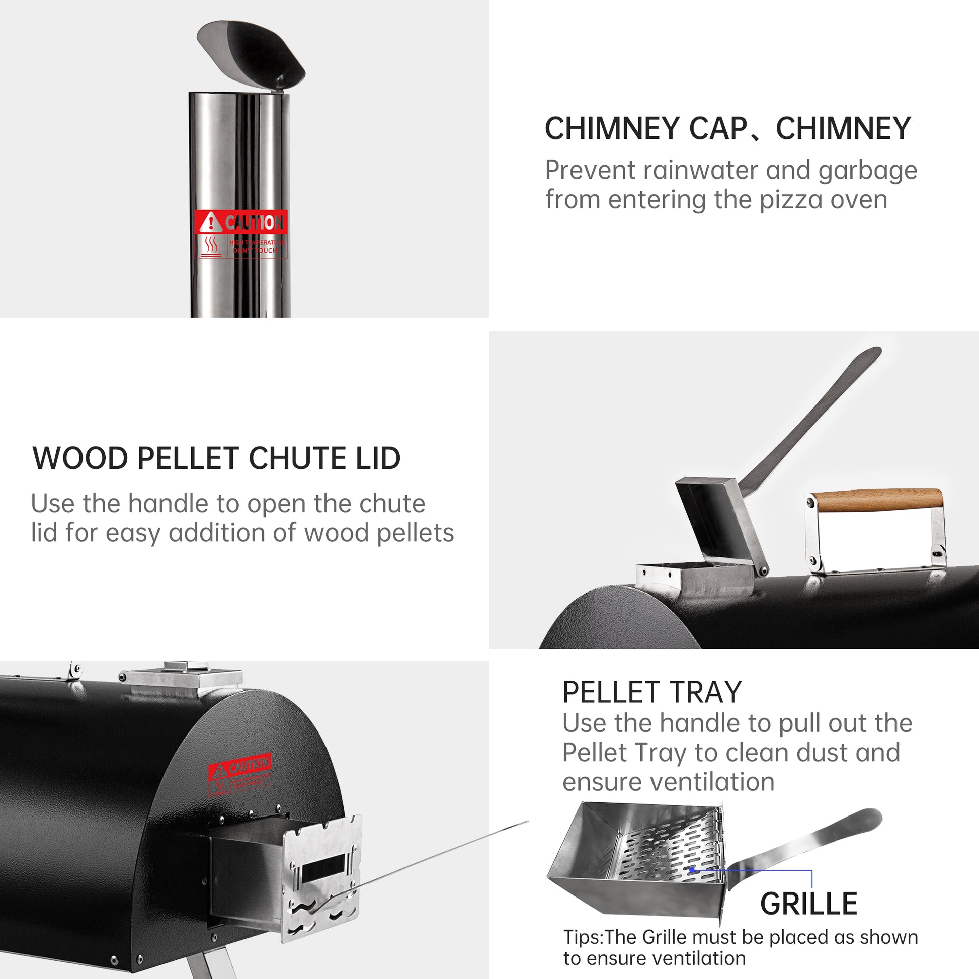 Black Pizza Oven Outdoor 12" Automatic Rotatable Pizza Ovens Portable Stainless Steel Wood Fired Pizza Oven Pizza Maker With Built In Thermometer Pizza Cutter Carry Bag Black Garden & Outdoor American Design Stainless Steel Stainless Steel