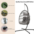 Outdoor Garden Rattan Egg Swing Chair Hanging Chair Light Gray Cushion Yes Complete Patio Set Light Gray Rust Resistant Frame Water Resistant Cushion Garden & Outdoor American Design Complete Patio Sets Rattan