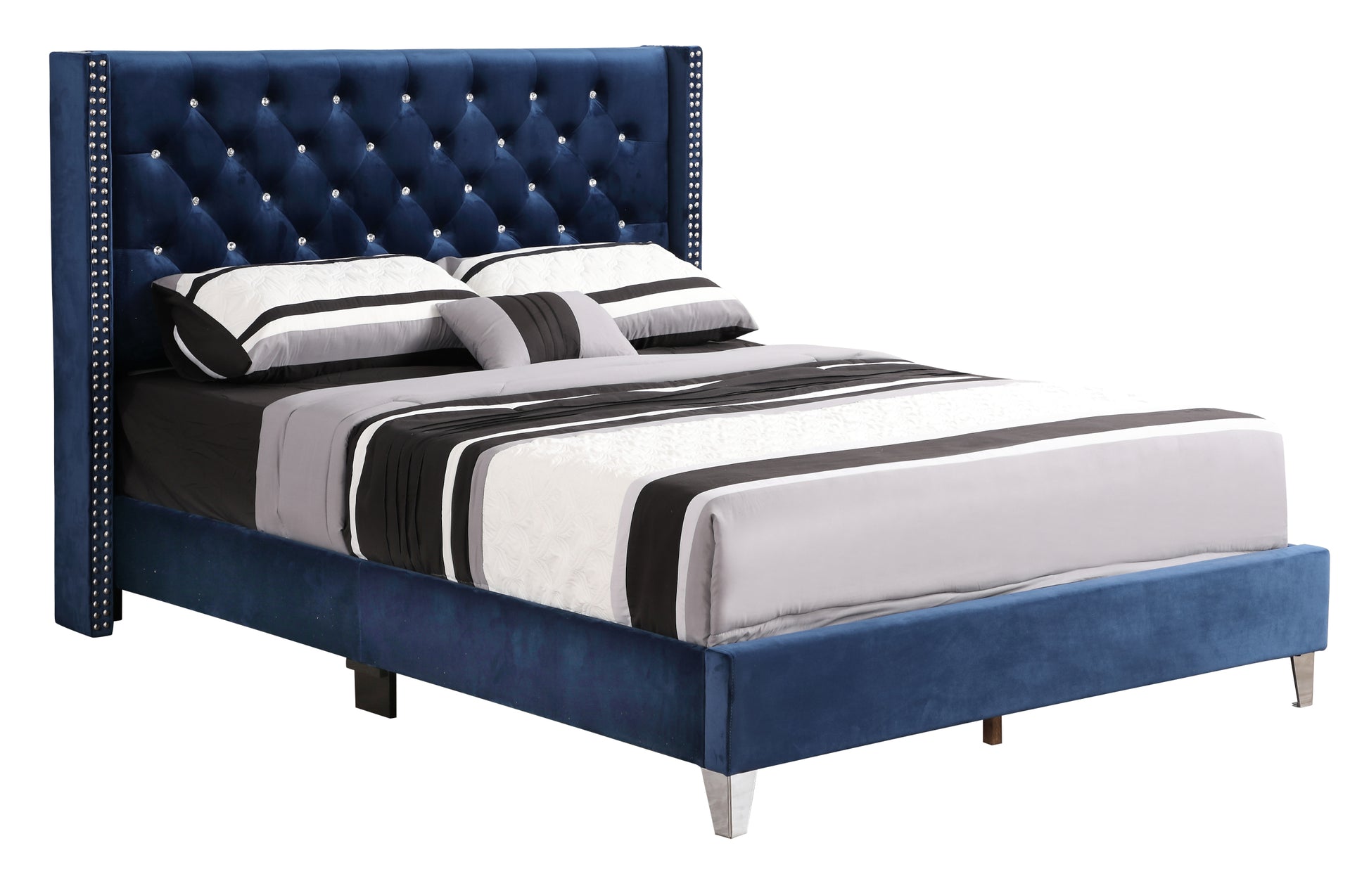 Julie G1924 Kb Up King Upholstered Bednavy Blue Navy Blue Foam Velvet