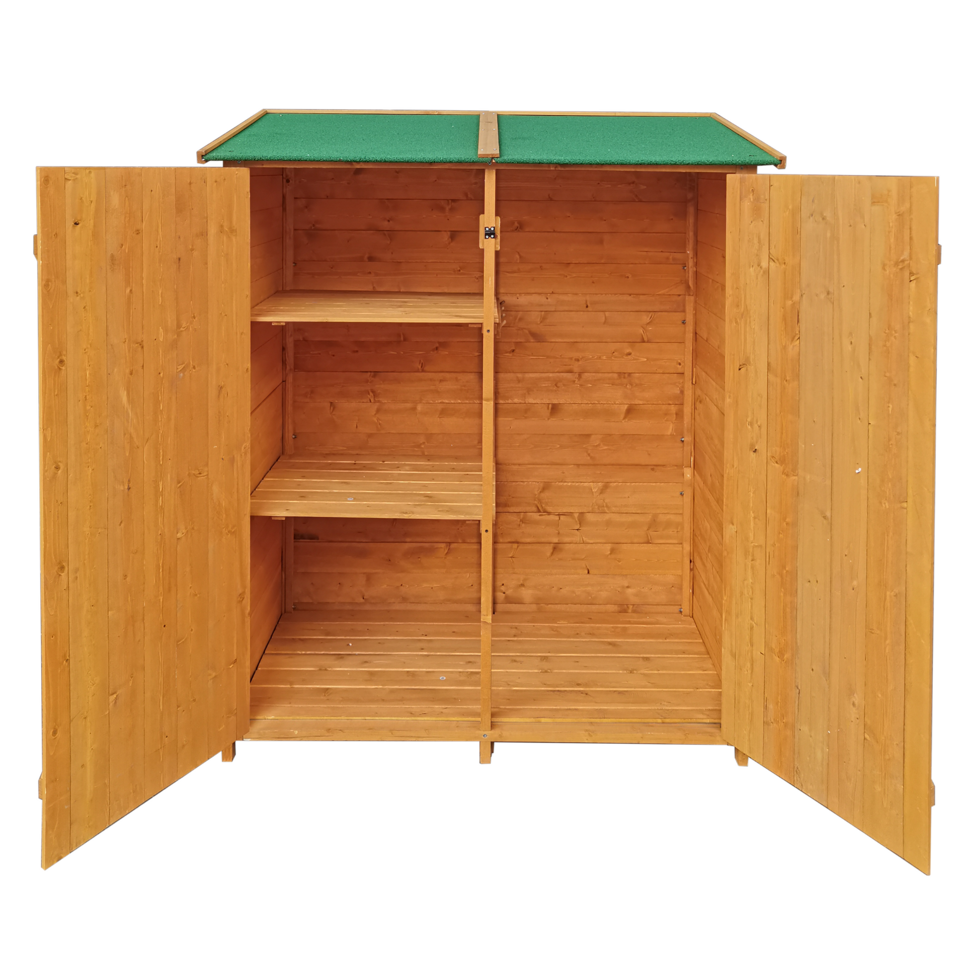 Xwt011 Wooden Shed Natural For Backyard Garden Big Tool Storage Flat Roof Tool Room 63.58"X 24.6"X 53.15" Natural Wood