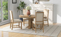 5 Piece Dining Set Extendable Round Table And 4 Upholstered Chairs Farmhouse Dining Set For Kitchen, Dining Room Natural Wood Wash Natural Wood Wash Solid Wood Mdf