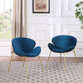 2 Chair 1 Carton Velvet Dining Chairs, Upholstered Living Room Chairs With Gold Metal Legs 6 Colors Blue Velvet