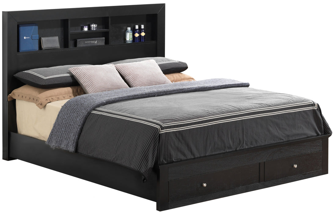 Burlington G2450D Fsb2 Full Storage Bedblack Box Spring Not Required Full Black Particle Board