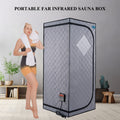 Portable Full Size Grey Infrared Sauna Tent Personal Home Spa, With Infrared Panels, Heating Foot Pad, Controller, Foldable Chair ,Reading Light. Easy To Install. Fast Heating, With Fcc Certification Cement Grey Polyester Polyester