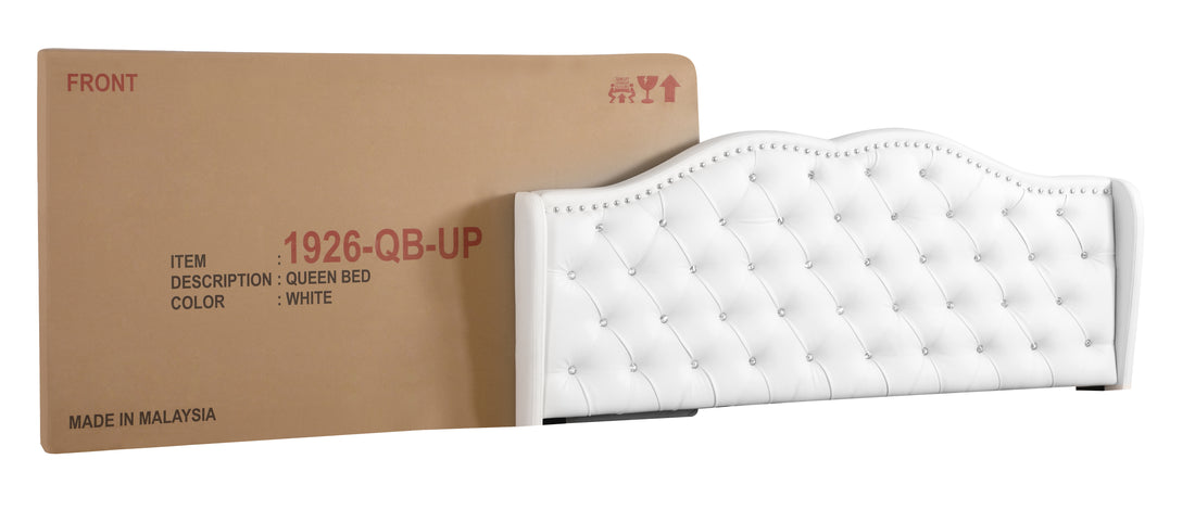 Joy G1926 Qb Up Queen Upholstered Bedwhite White Foam Pu