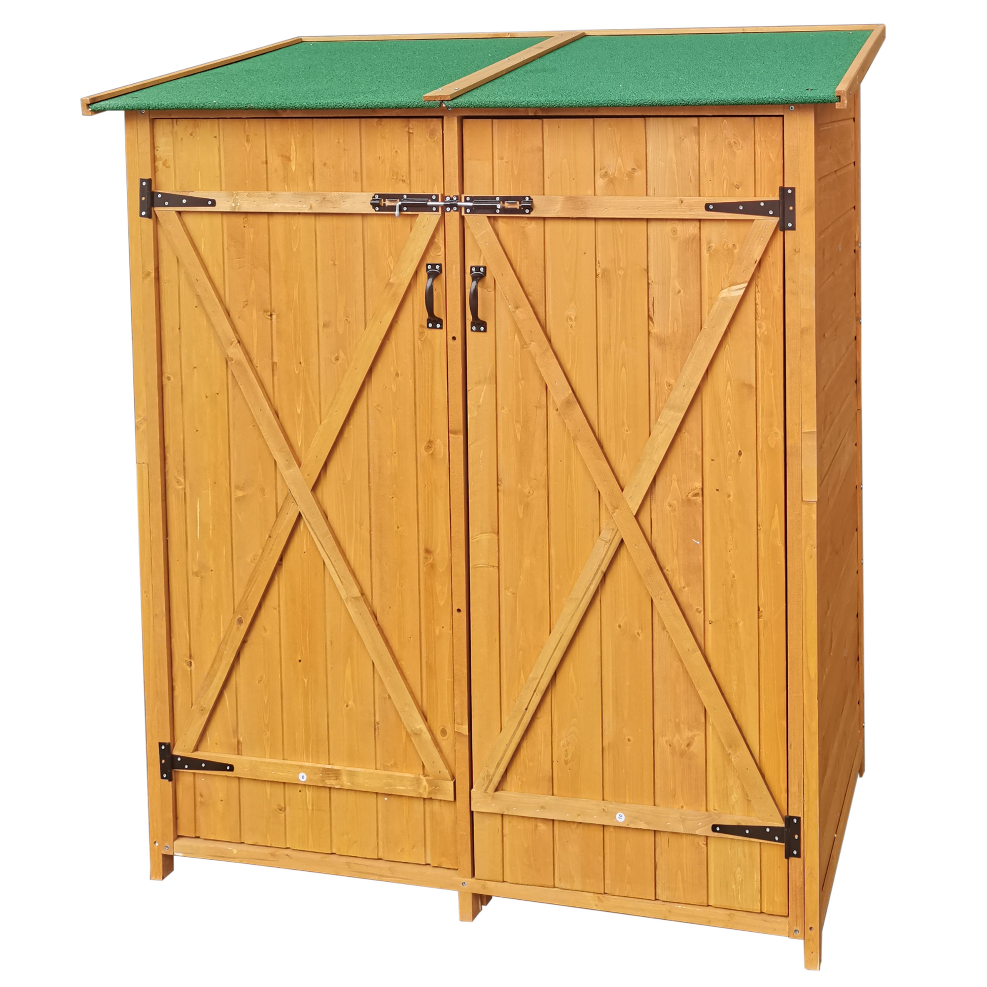 Xwt011 Wooden Shed Natural For Backyard Garden Big Tool Storage Flat Roof Tool Room 63.58"X 24.6"X 53.15" Natural Wood