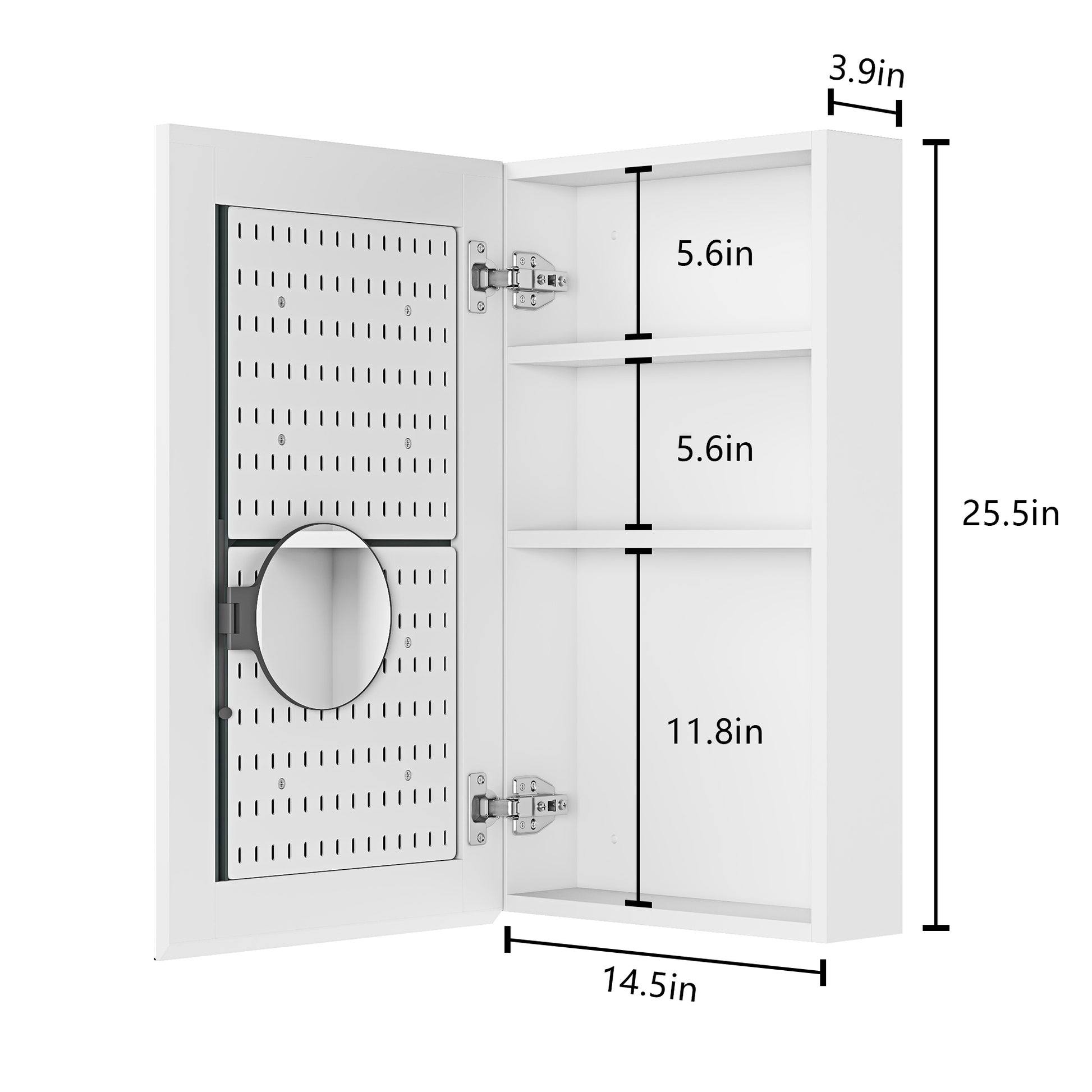 15" W x 26" H Single Door Bathroom Medicine Cabinet 3-white-1-up to 17 in-24 to 31 in-bathroom-less