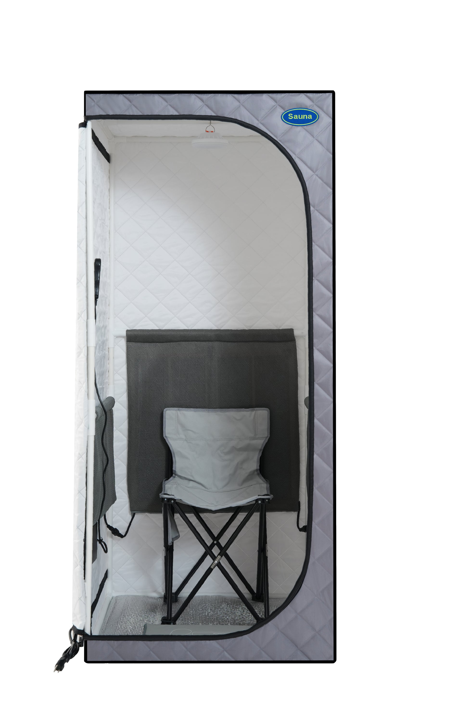 Portable Full Size Grey Infrared Sauna Tent Personal Home Spa, With Infrared Panels, Heating Foot Pad, Controller, Foldable Chair ,Reading Light. Easy To Install. Fast Heating, With Fcc Certification Cement Grey Polyester Polyester