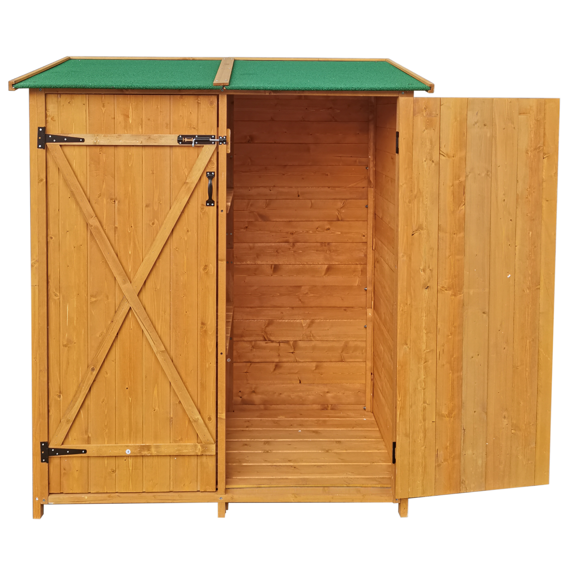 Xwt011 Wooden Shed Natural For Backyard Garden Big Tool Storage Flat Roof Tool Room 63.58"X 24.6"X 53.15" Natural Wood