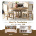 5 Piece Dining Set Extendable Round Table And 4 Upholstered Chairs Farmhouse Dining Set For Kitchen, Dining Room Natural Wood Wash Natural Wood Wash Solid Wood Mdf