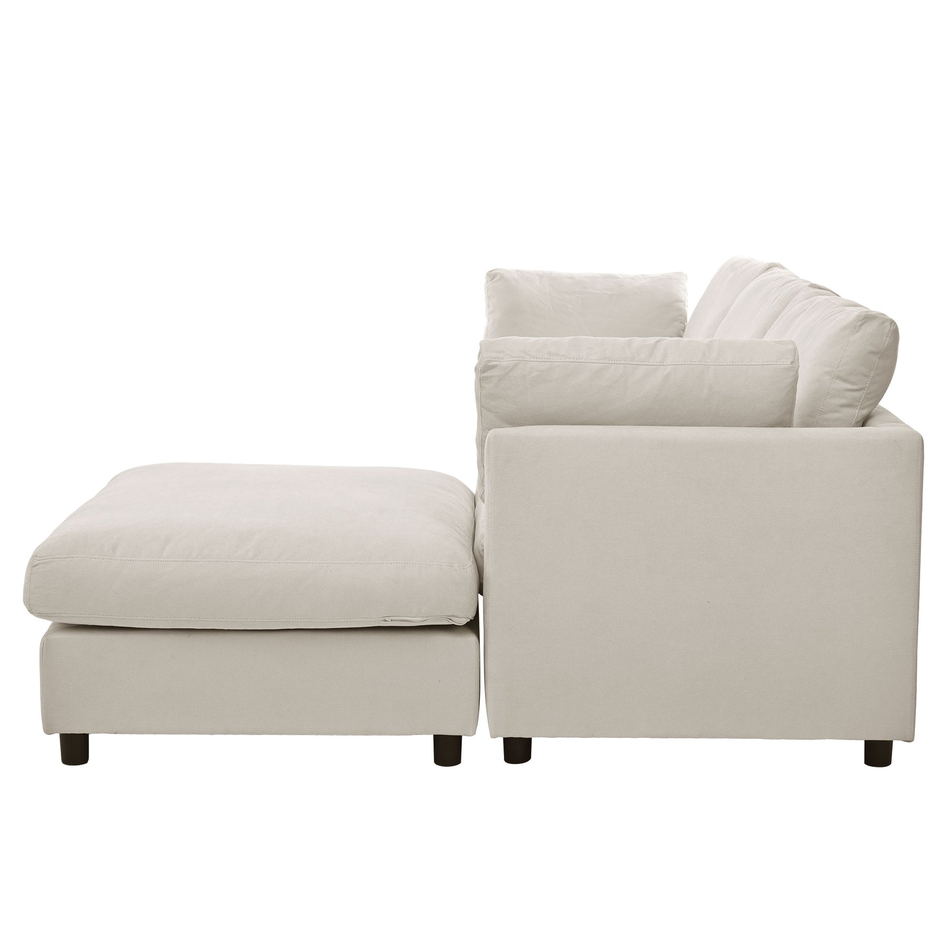 Upholstery Convertible Sectional Sofa, L Shaped Couch With Reversible Chaise Beige Polyester