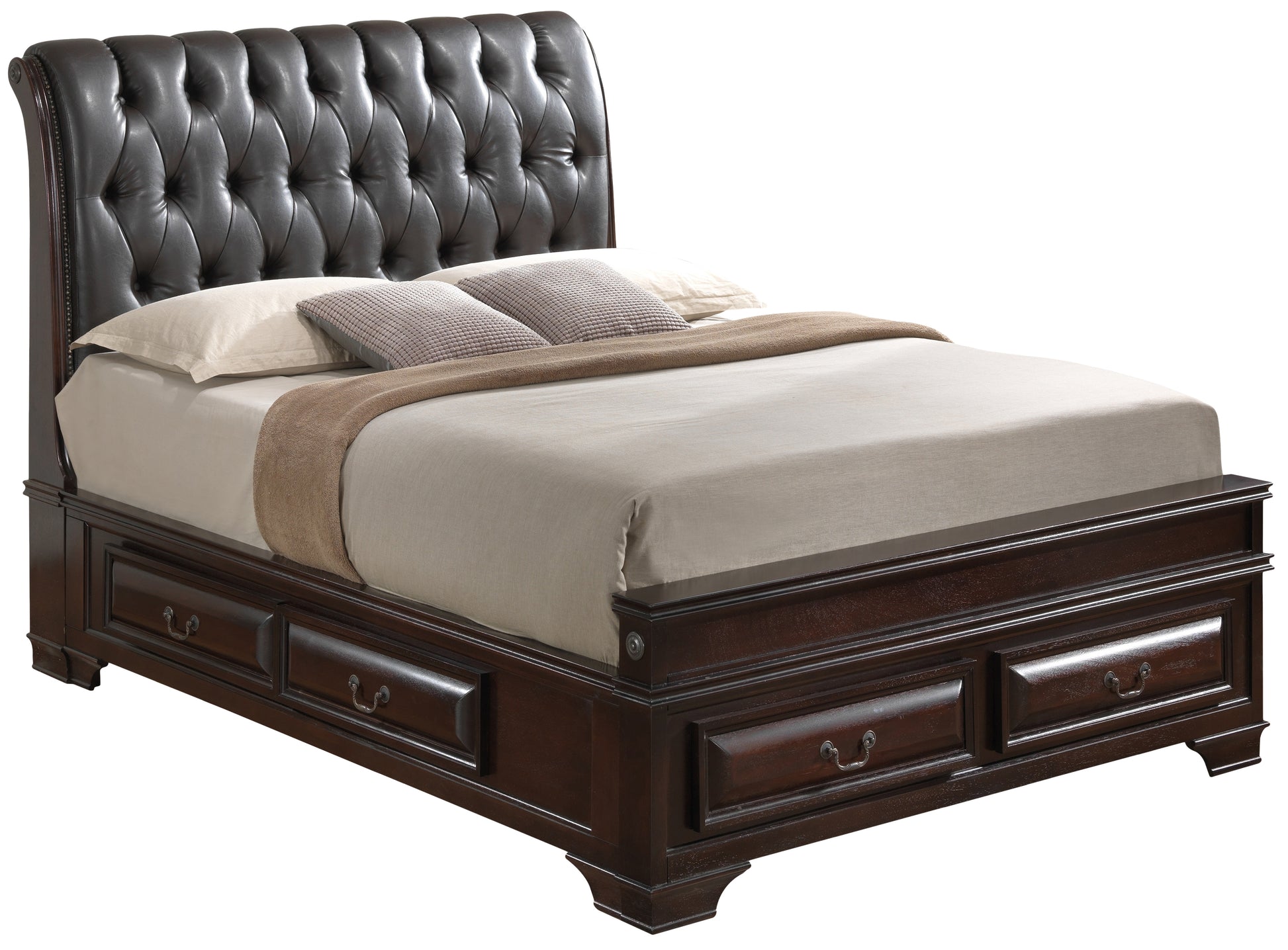 Lavita G8875E Qb5 Queen Storage Bedcappuccino Beige Particle Board