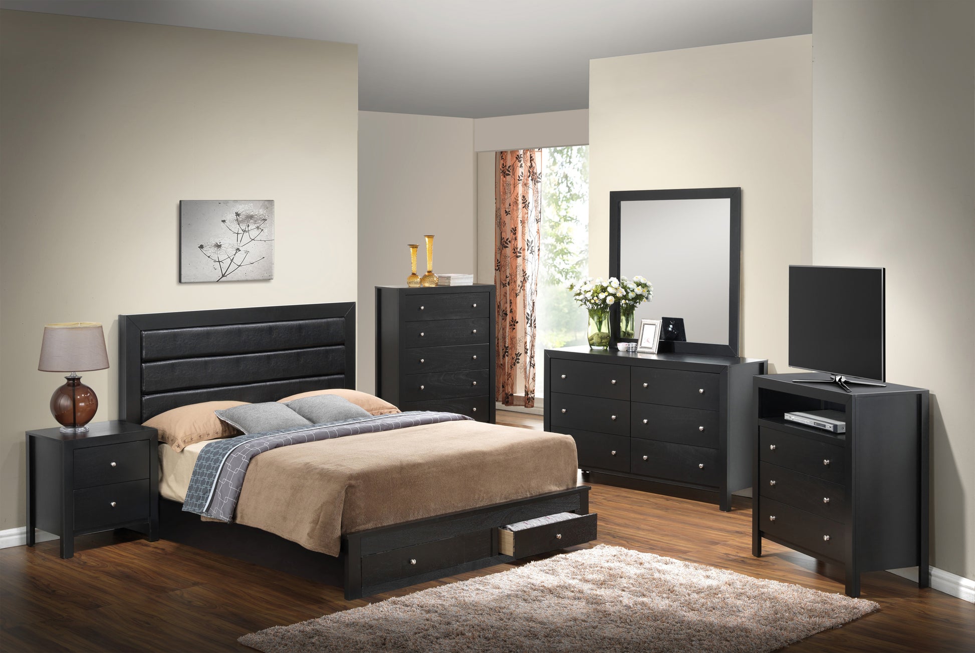 Burlington G2450C Fsb Full Storage Bedblack Box Spring Not Required Full Black Particle Board