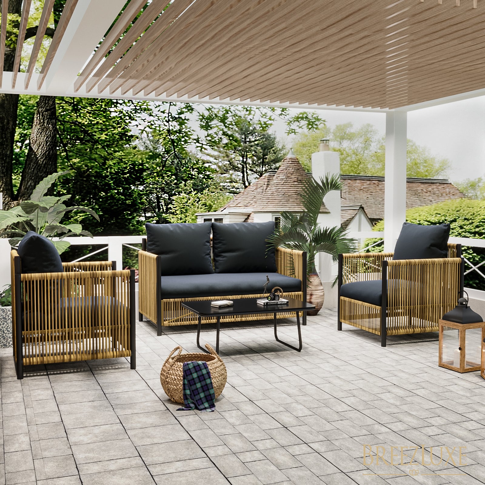 Comming Outdoor Pe Wicker Sofa Set 2 Pieces Single Sofa Set Yes Complete Patio Set Black Brown Rust Resistant Frame Fade Resistant Cushion Garden & Outdoor Modern Sofa Seating Groups Foam Steel