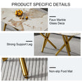 A Modern Minimalist Rectangular Dining Table With A 0.39 Inch Imitation Marble Patterned Glass Tabletop And Gold Plated Metal Legs,For Kitchen Dining Living Meeting Room Banquet Hall,1538 White Glass