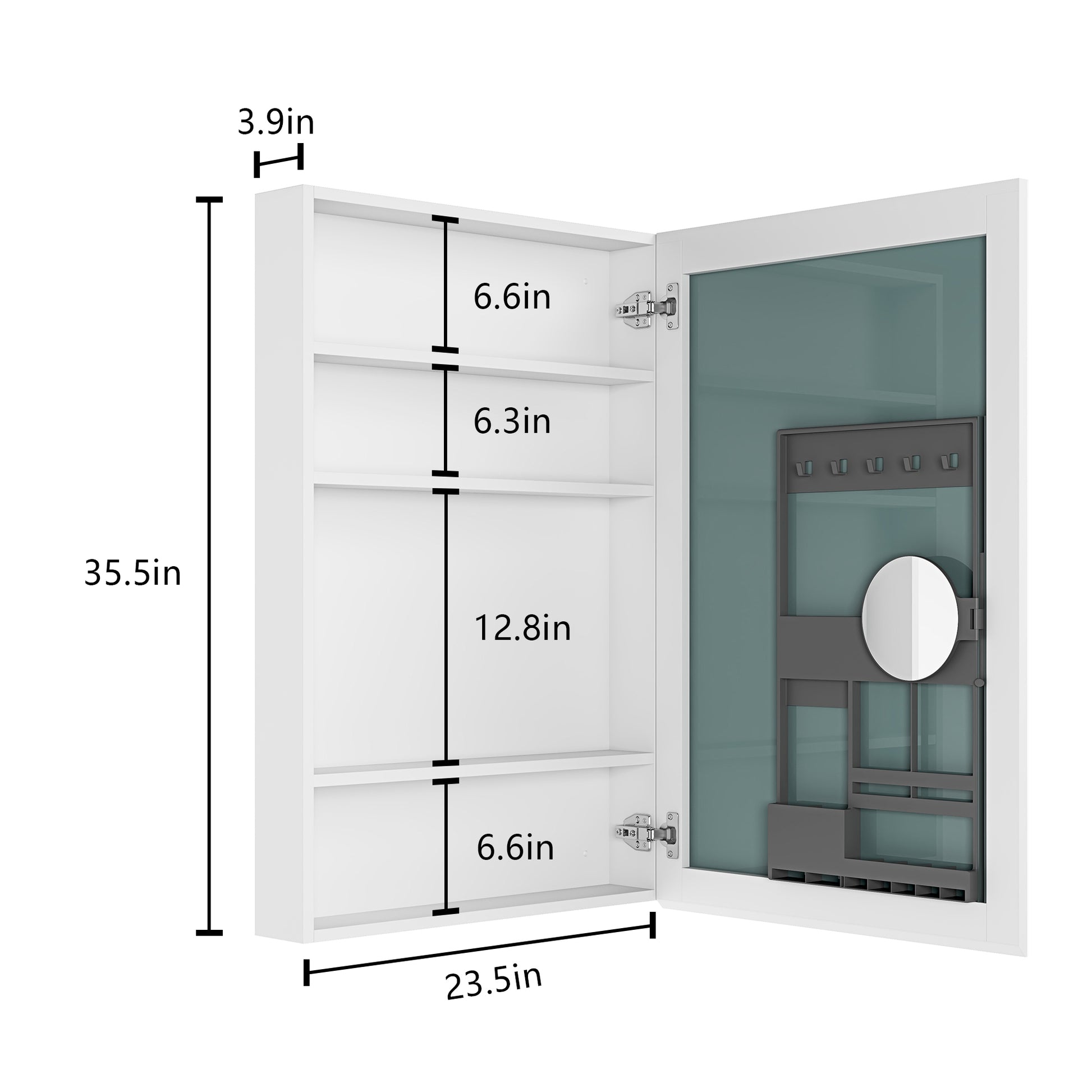24" W x 36" H Single Door Bathroom Medicine Cabinet white-engineered wood
