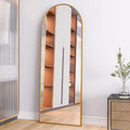 Gold 63X20 Inch Metal Arch Stand Full Length Mirror Gold Classic Mdf Glass Aluminium Alloy