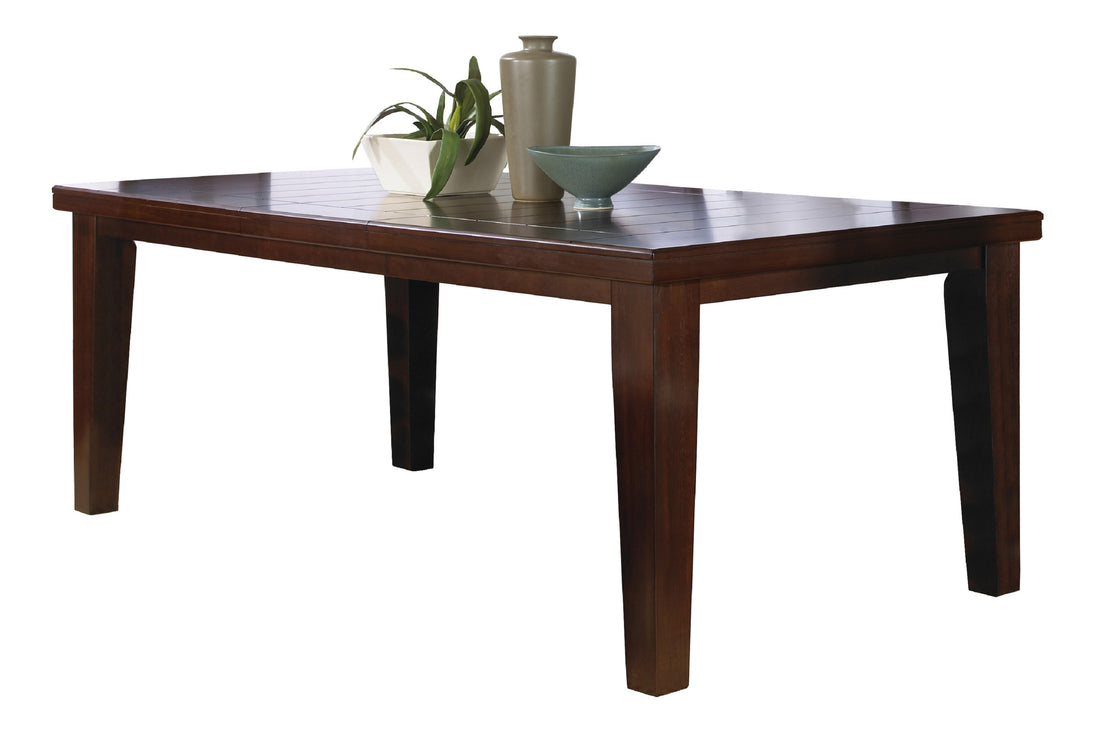 1Pc Contemporary Style Dining Rectangular Table With18" Leaf Tapered Block Feet Brown Wood Finish Dining Room Solid Wood Wooden Furniture Brown Dining Room Contemporary Rectangular Wood