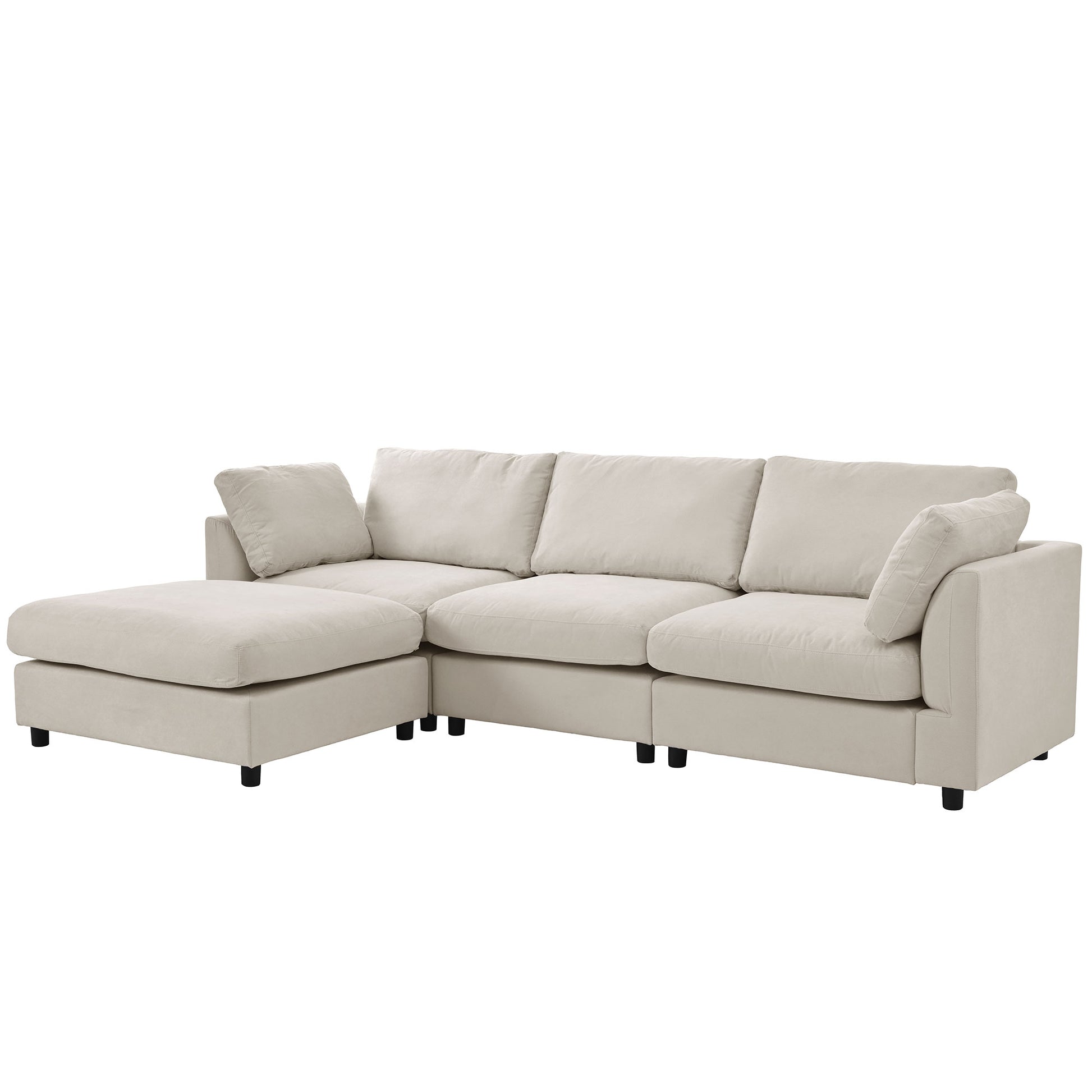 Upholstery Convertible Sectional Sofa, L Shaped Couch With Reversible Chaise Beige Polyester