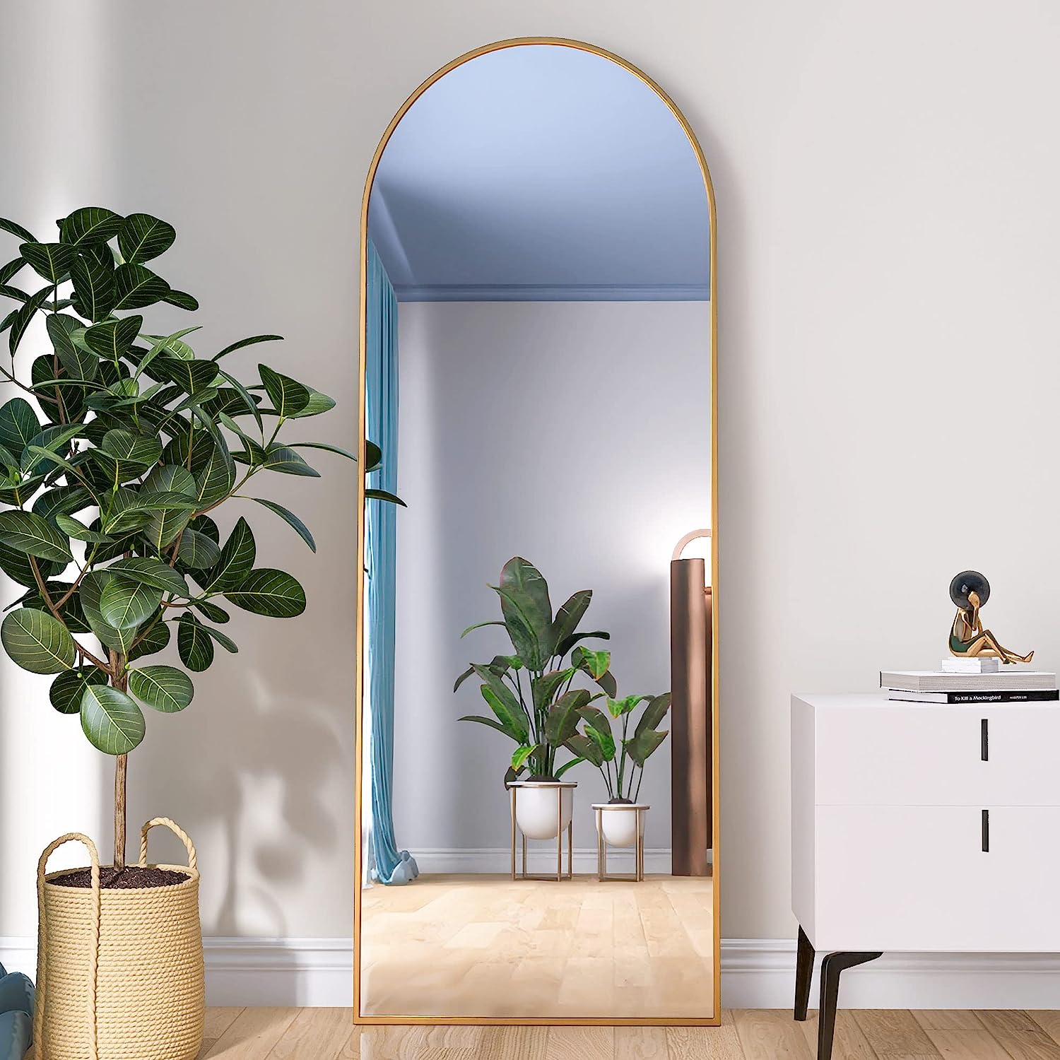 Gold 63X20 Inch Metal Arch Stand Full Length Mirror Gold Classic Mdf Glass Aluminium Alloy