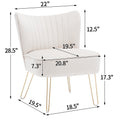 Hengming Modern Velvet Chair, Armless Side Chair, Metal Leg Chair, Suitable For Living Room And Bedroom Set Of 2 Beige Velvet