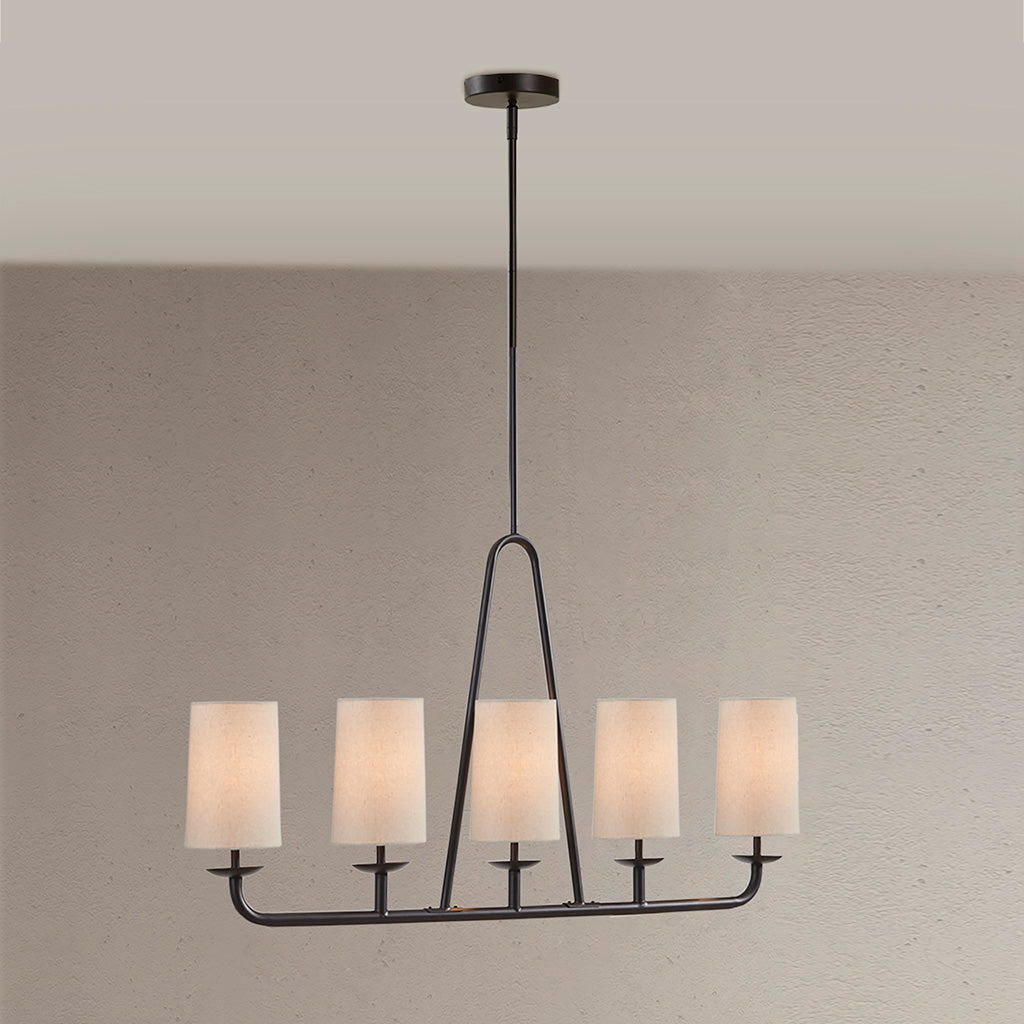 5 Light Linear Chandelier Bronze Polyester