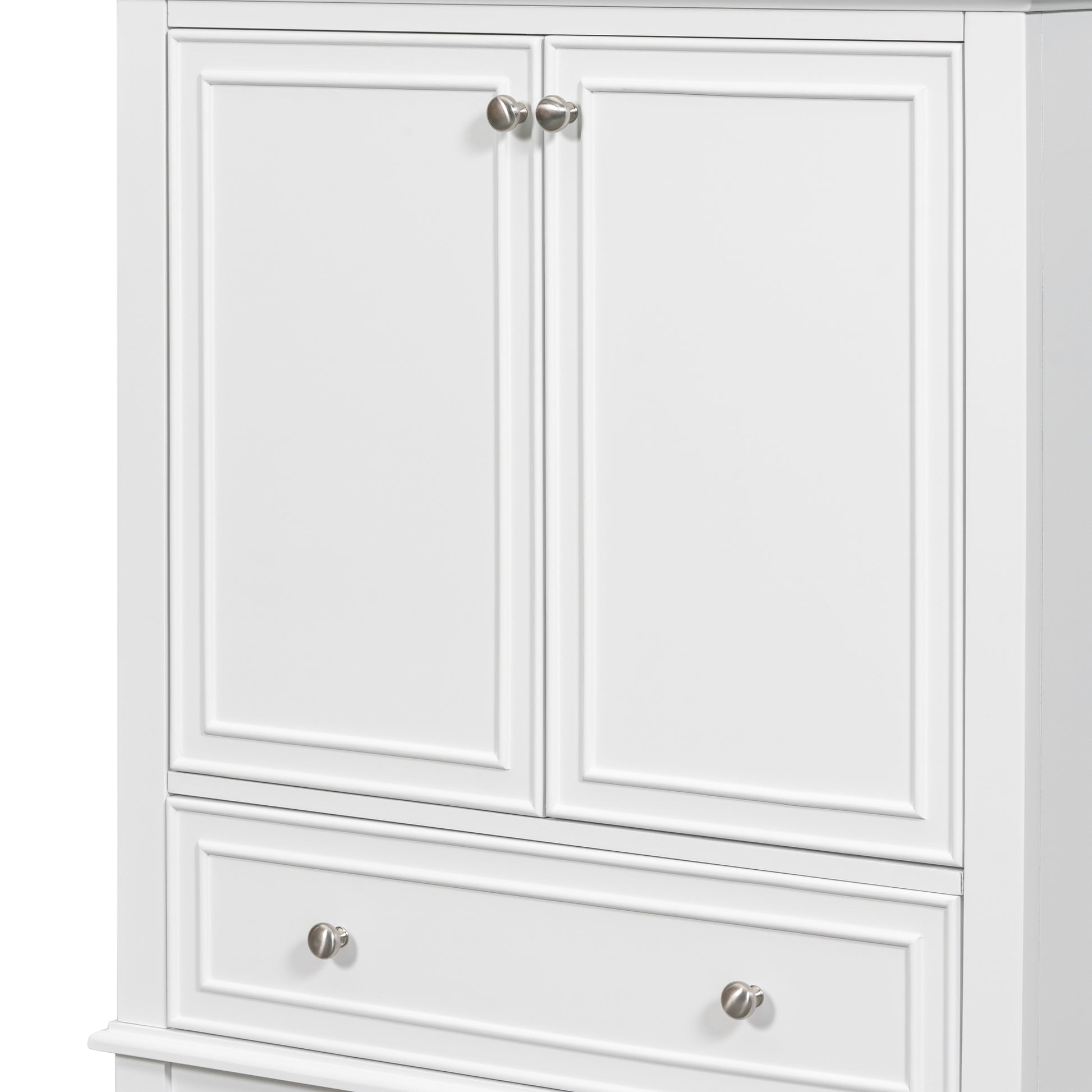 30" Bathroom Vanity Without Sink, Base Only, Multi Functional Bathroom Cabinet With Doors And Drawer, Solid Frame And Mdf Board, White White Solid Wood Mdf