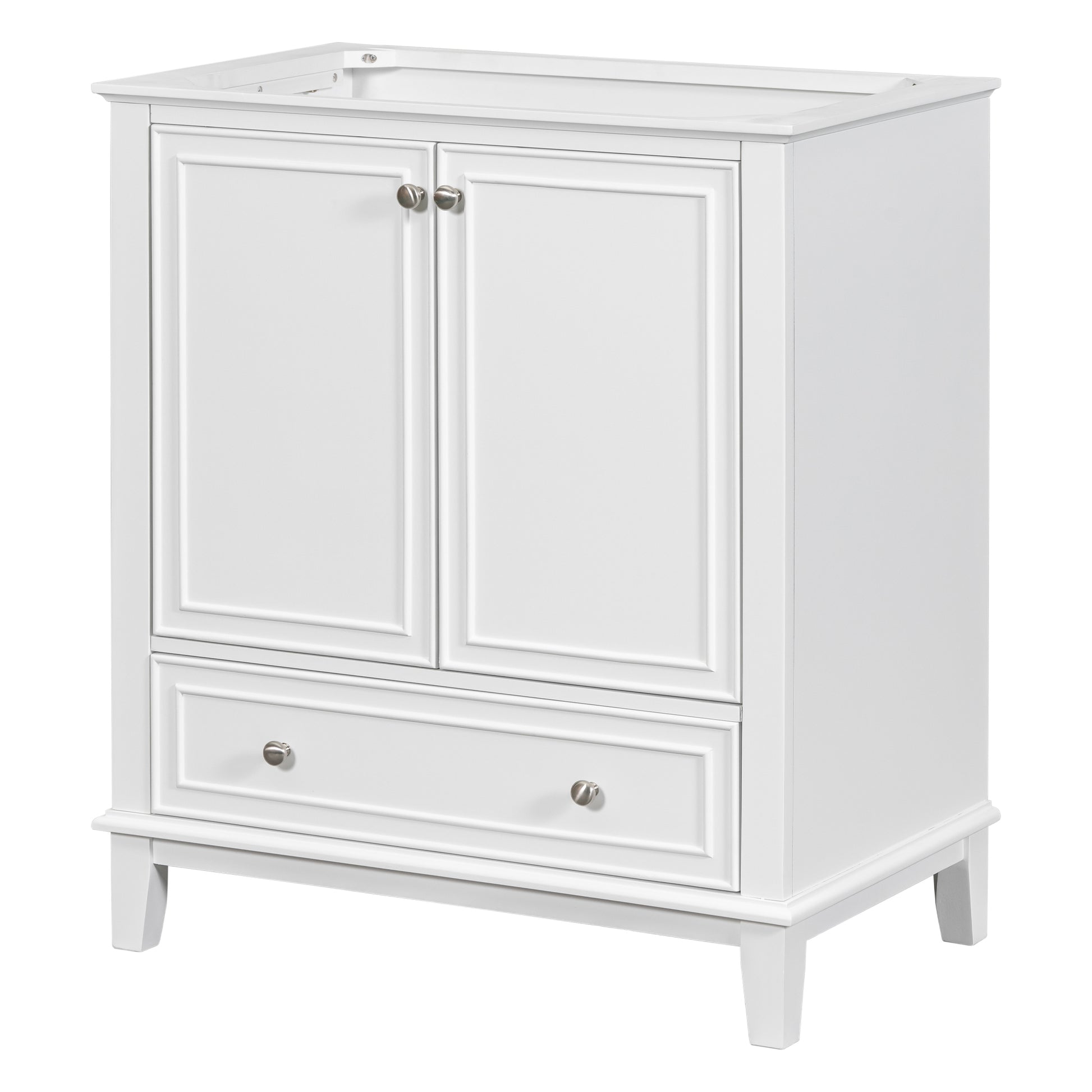 30" Bathroom Vanity Without Sink, Base Only, Multi Functional Bathroom Cabinet With Doors And Drawer, Solid Frame And Mdf Board, White White Solid Wood Mdf