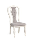 Florian Side Chair Set 2 , Gray Fabric & Antique White Finish Dn01654 Gray Fabric