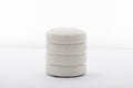 006 Soft Boucle Round Ottoman Footrest Stool,White White Boucle