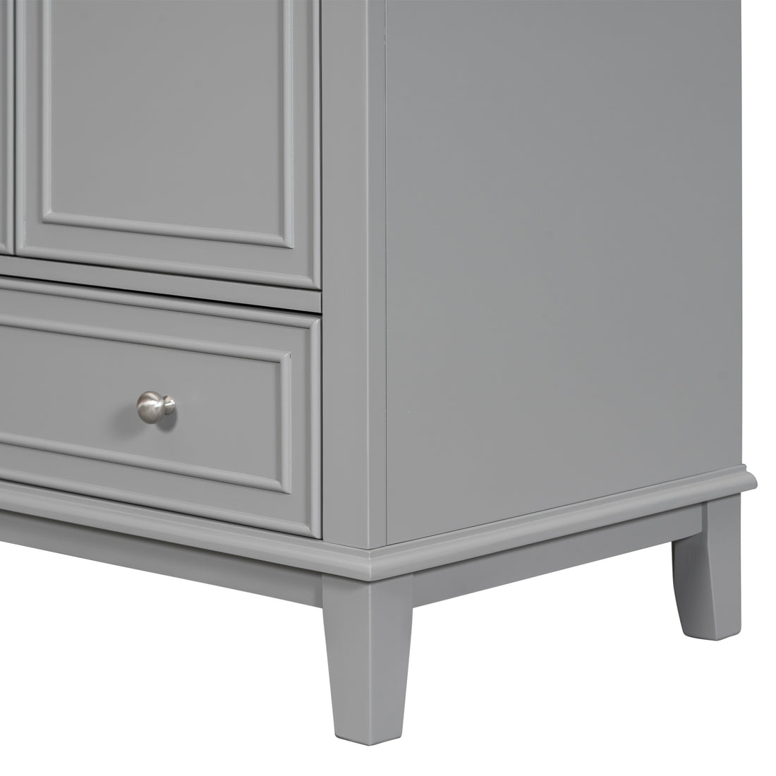 30" Bathroom Vanity With Sink Combo, Multi Functional Bathroom Cabinet With Doors And Drawer, Solid Frame And Mdf Board, Grey Grey Solid Wood Mdf