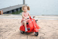 6V Licensed Vespa Scooter Motorcycle With Side Car For Kids, Red Red Chrome