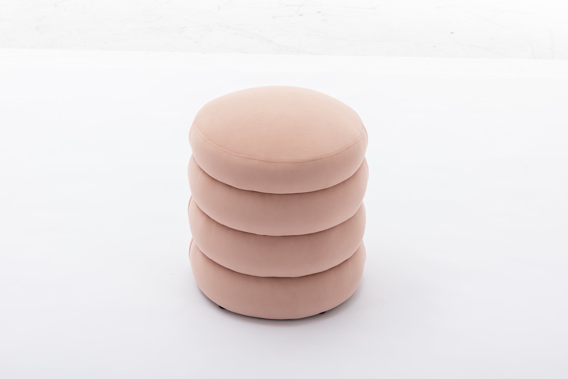 006 Soft Velvet Round Ottoman Footrest Stool,Pink Pink Velvet