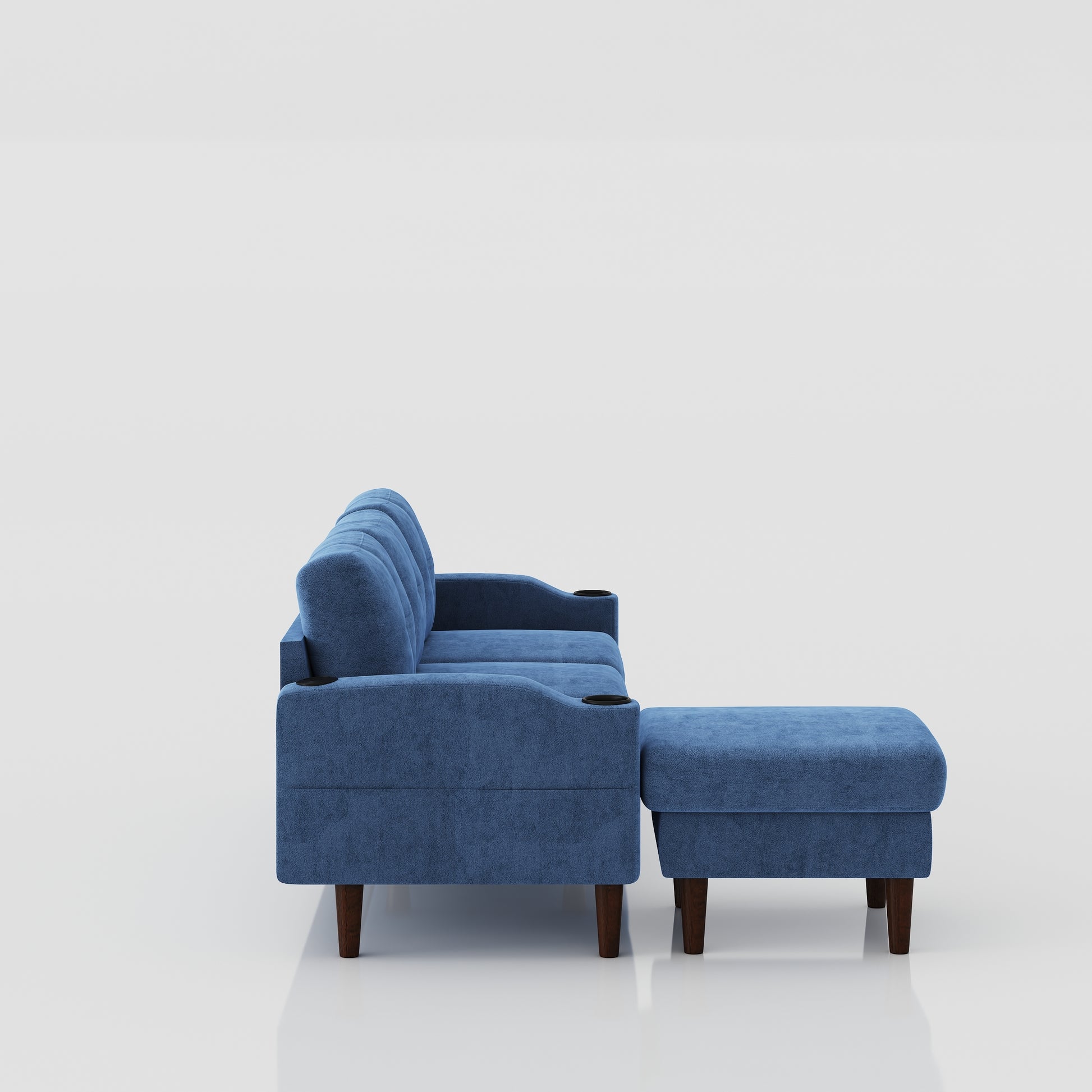 Convertible Combination Sofa Sofa L Shaped Sofa With Storage Cabinet Footstool, Living Room Navy Blue Sofa, Living Room Bedroom Office Small Space 3 Seater Combination Sofa Navy Blue Metal 3 Seat