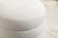 006 Soft Boucle Round Ottoman Footrest Stool,White White Boucle