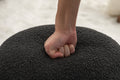 006 Soft Boucle Round Ottoman Footrest Stool,Black Black Boucle